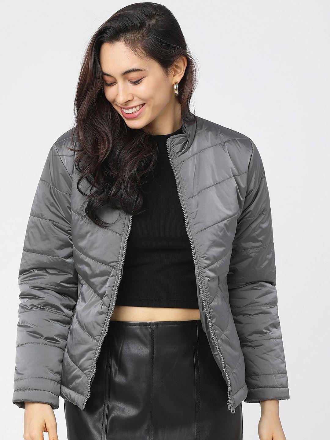 tokyo talkies women charcoal quilted jacket