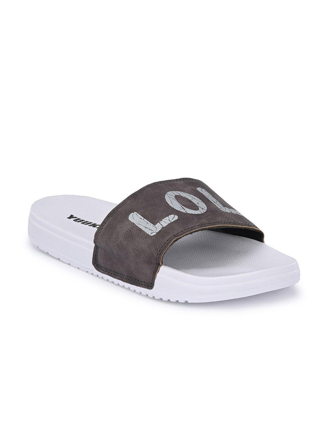 yuuki men brown printed sliders