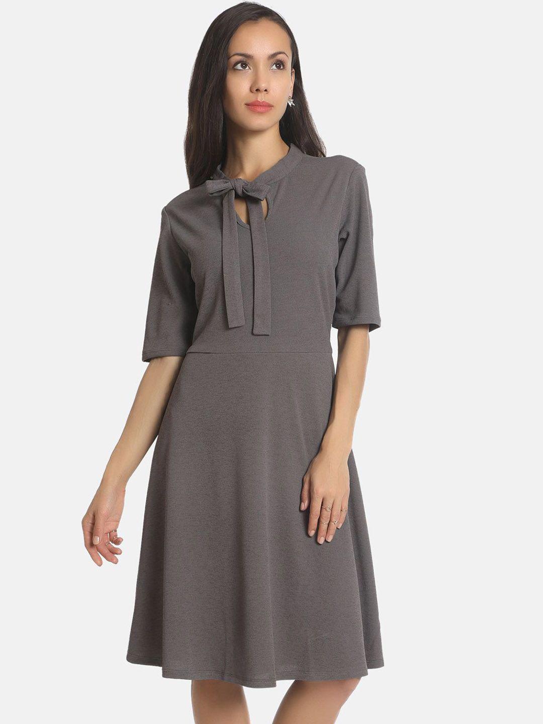 aara grey tie-up neck dress