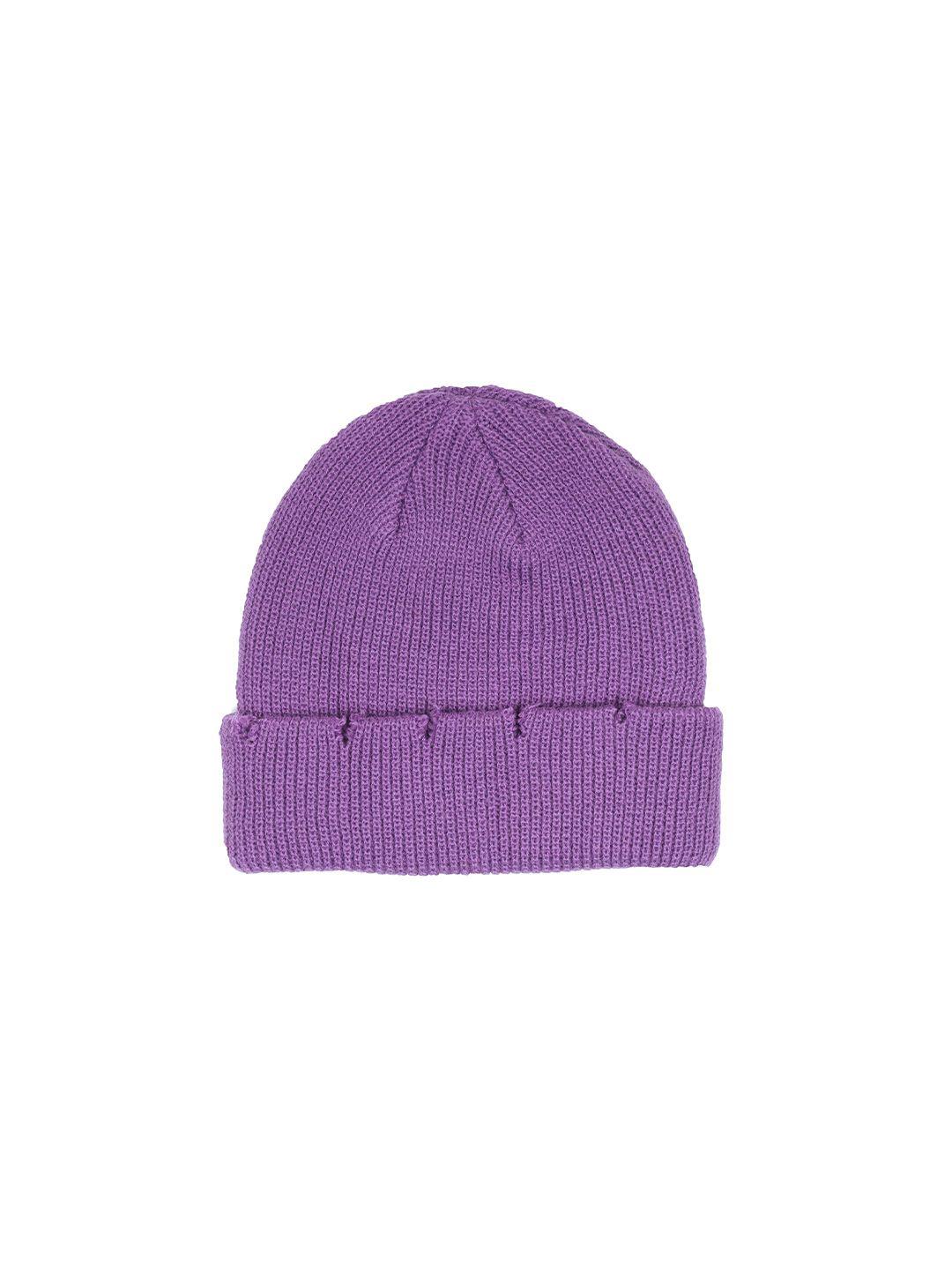 fabseasons unisex purple stretchable acrylic beanie