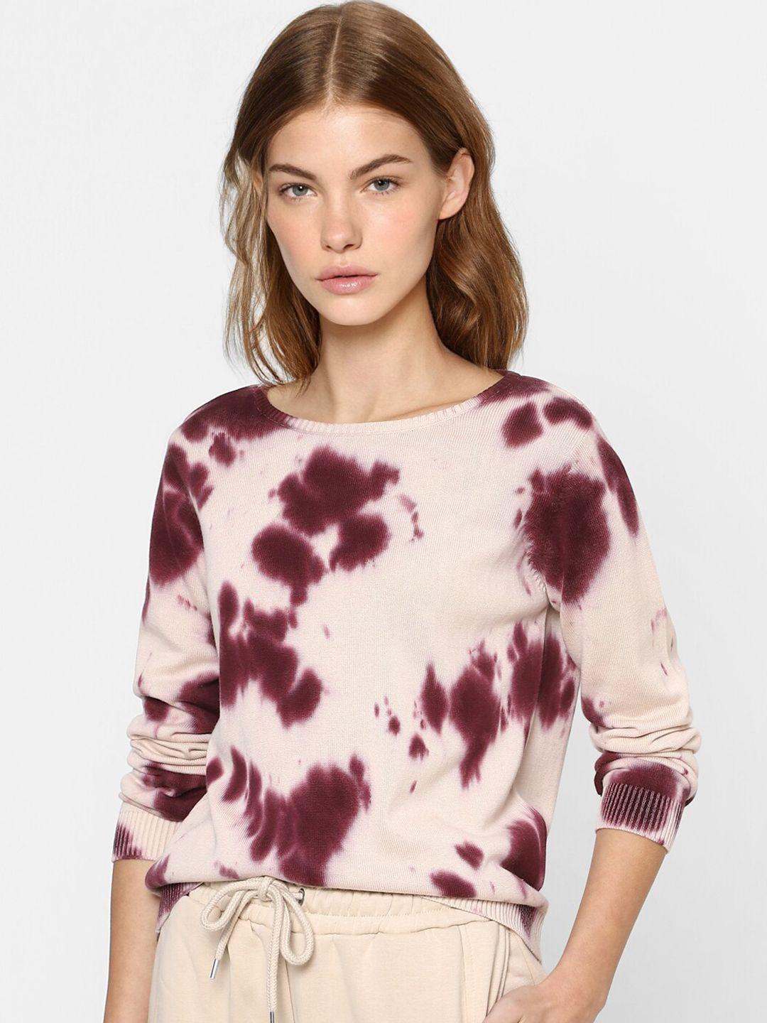 only women purple & pink printed pullover