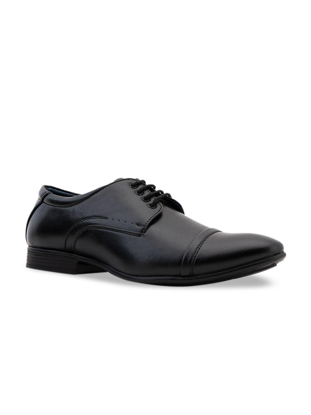 khadims men black solid formal derbys