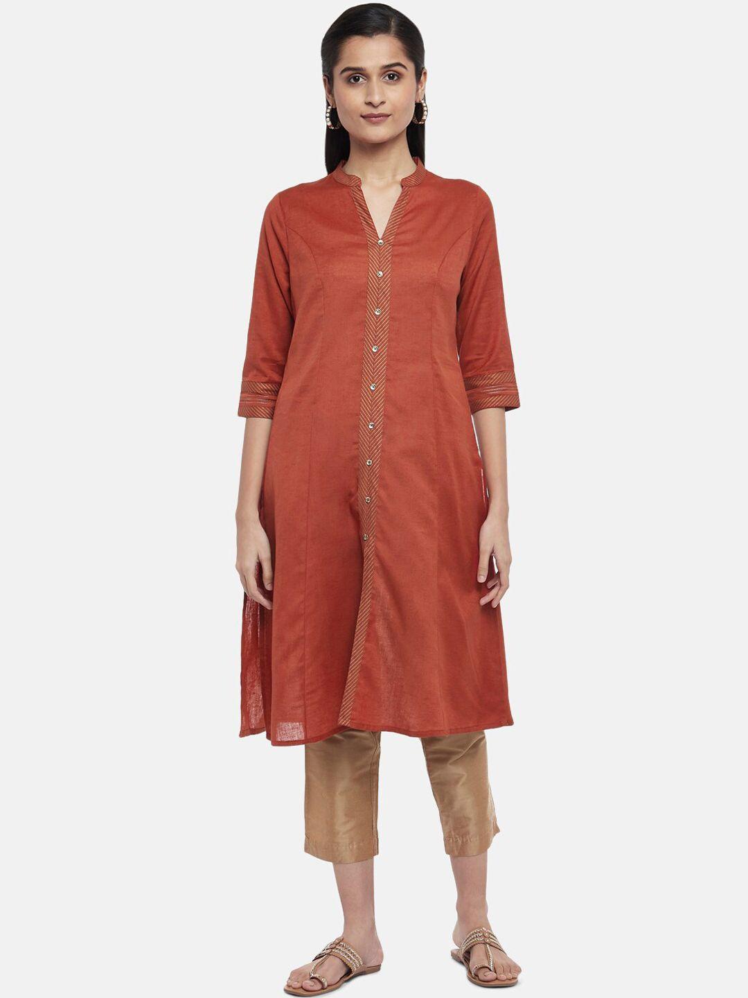 rangmanch by pantaloons women rust kurta