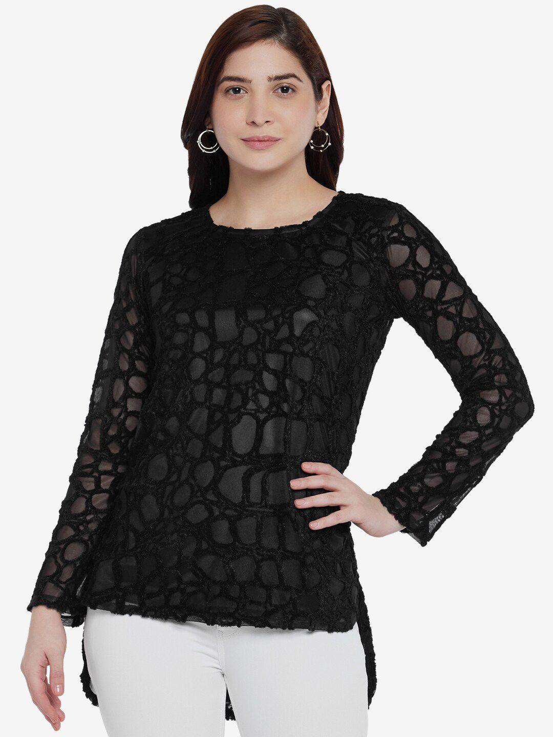 emmyrobe black self design regular top