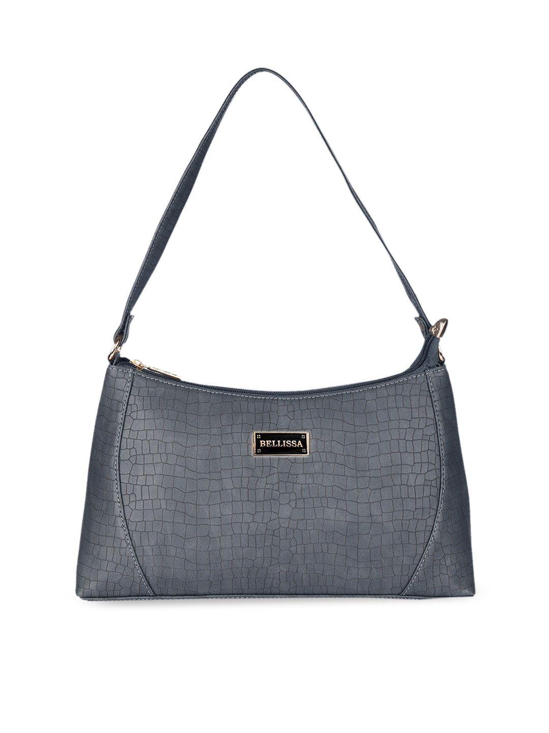 bellissa grey textured pu structured hobo bag