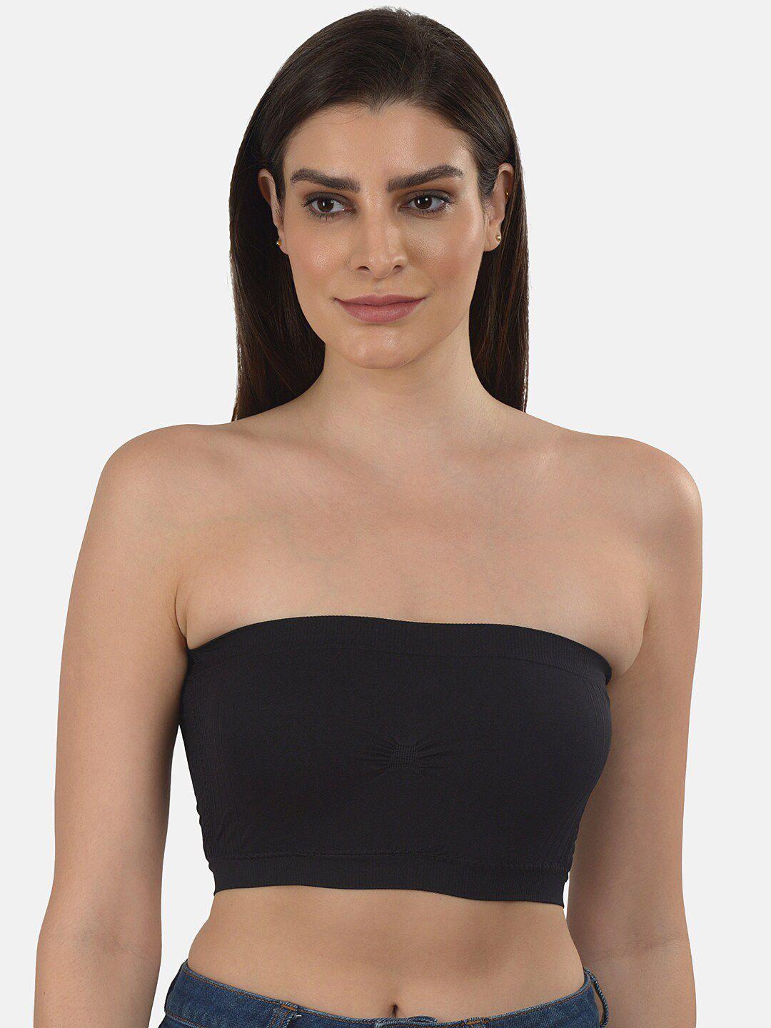 mod & shy black bandeau bra lightly padded