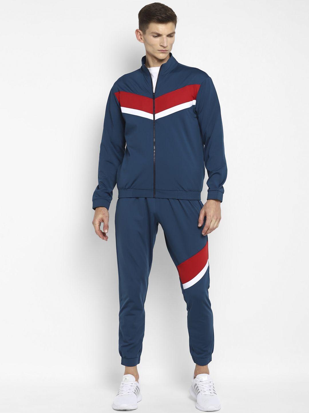 yuuki men blue & red colourblocked tracksuit