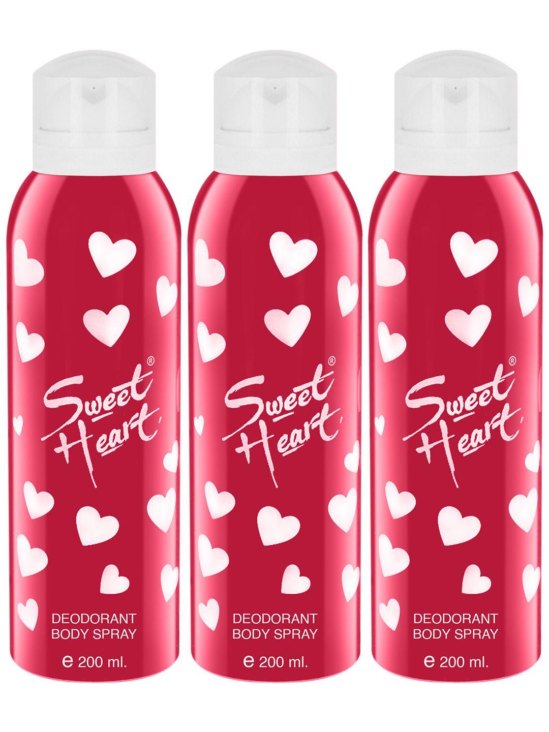 sweetheart pack of 3 pink long lasting perfumed bodyspray 600ml