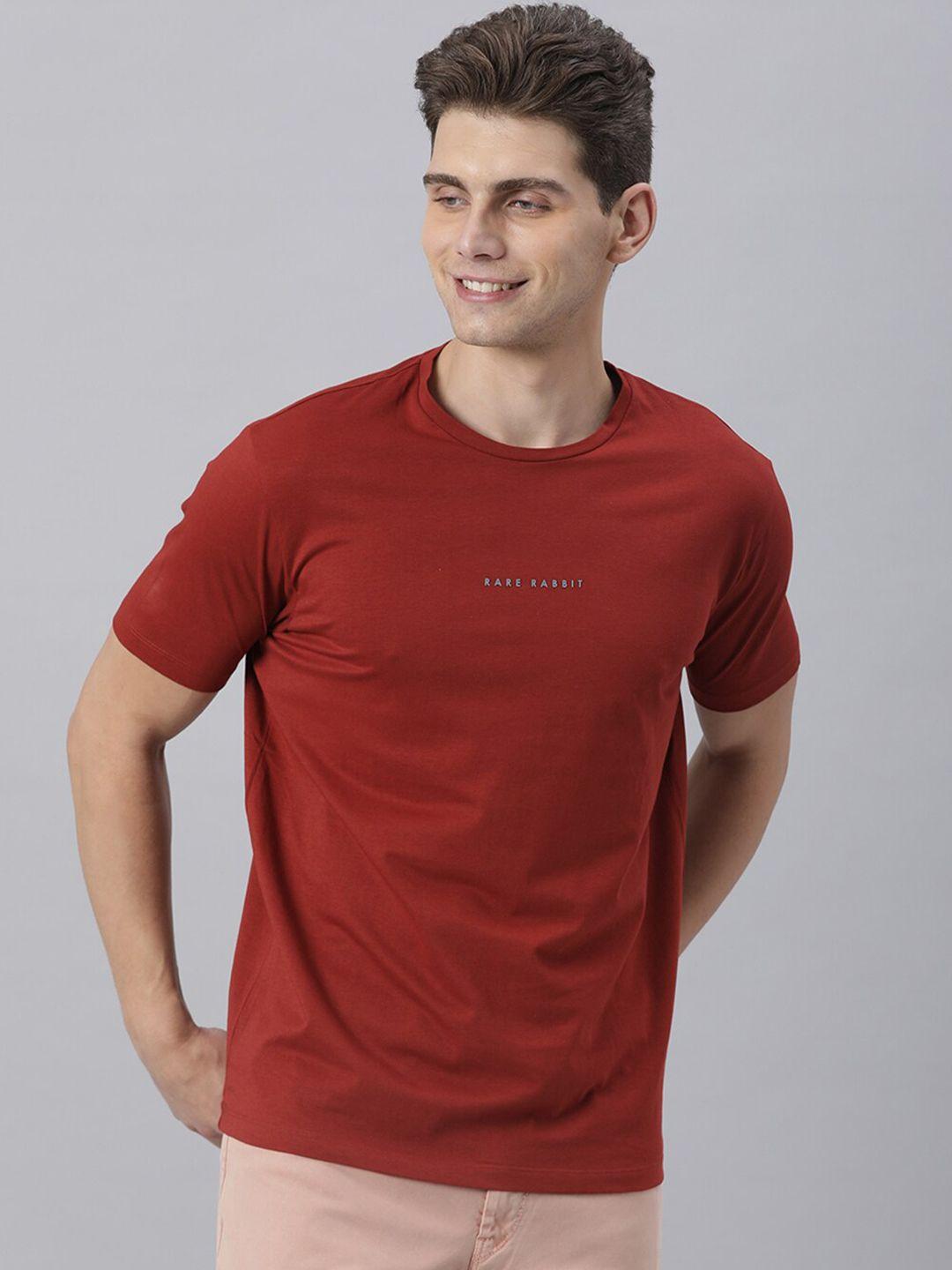 rare rabbit men rust red slim fit t-shirt