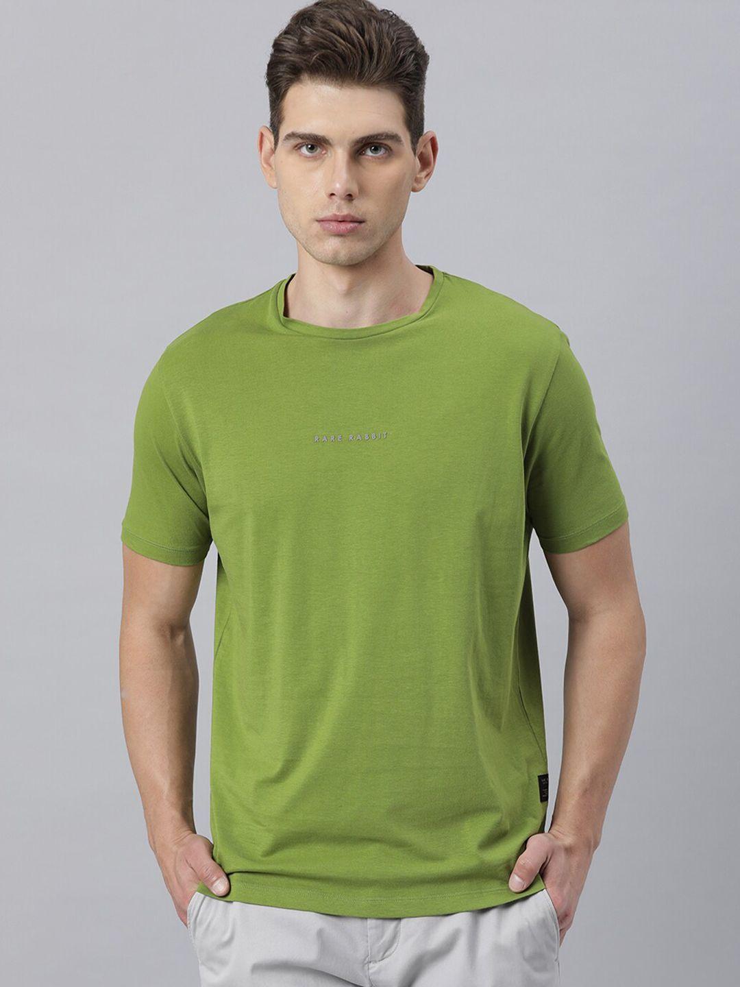 rare rabbit men olive green slim fit t-shirt