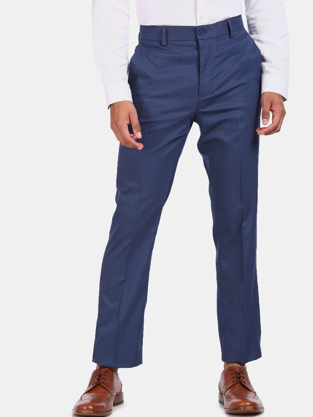 excalibur men blue formal trousers