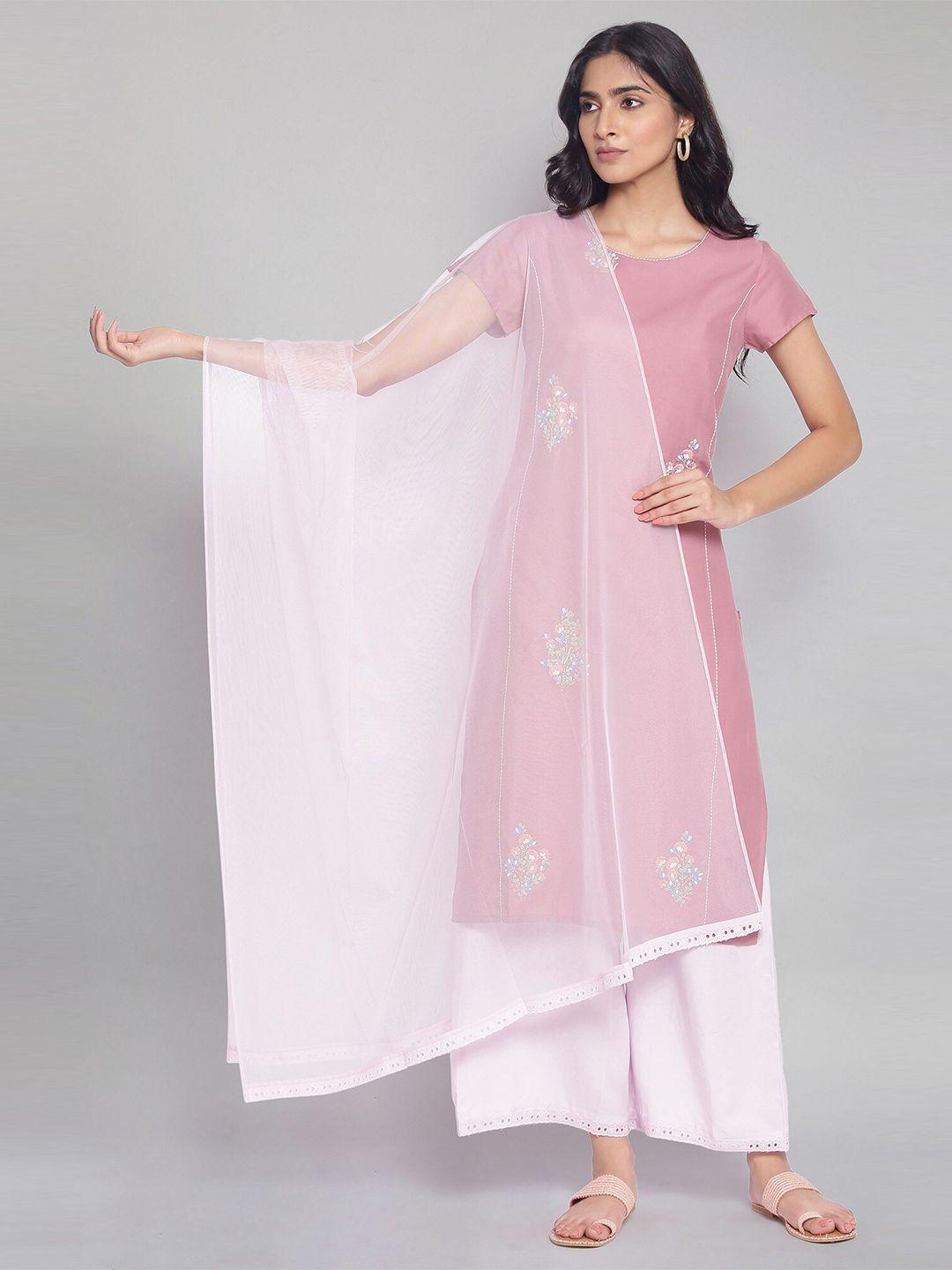 w women light pink dupatta