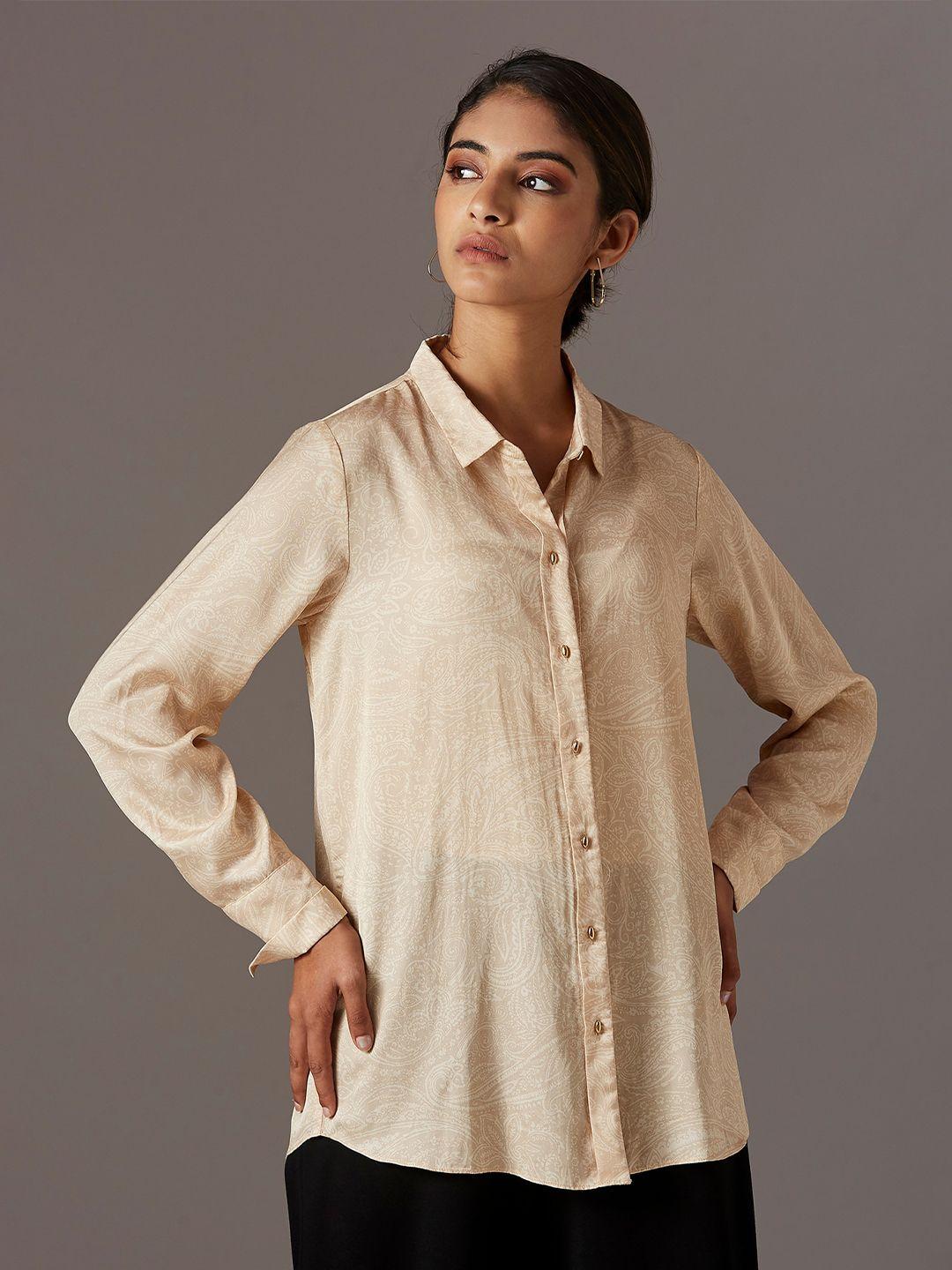 w women gold-toned opaque casual shirt