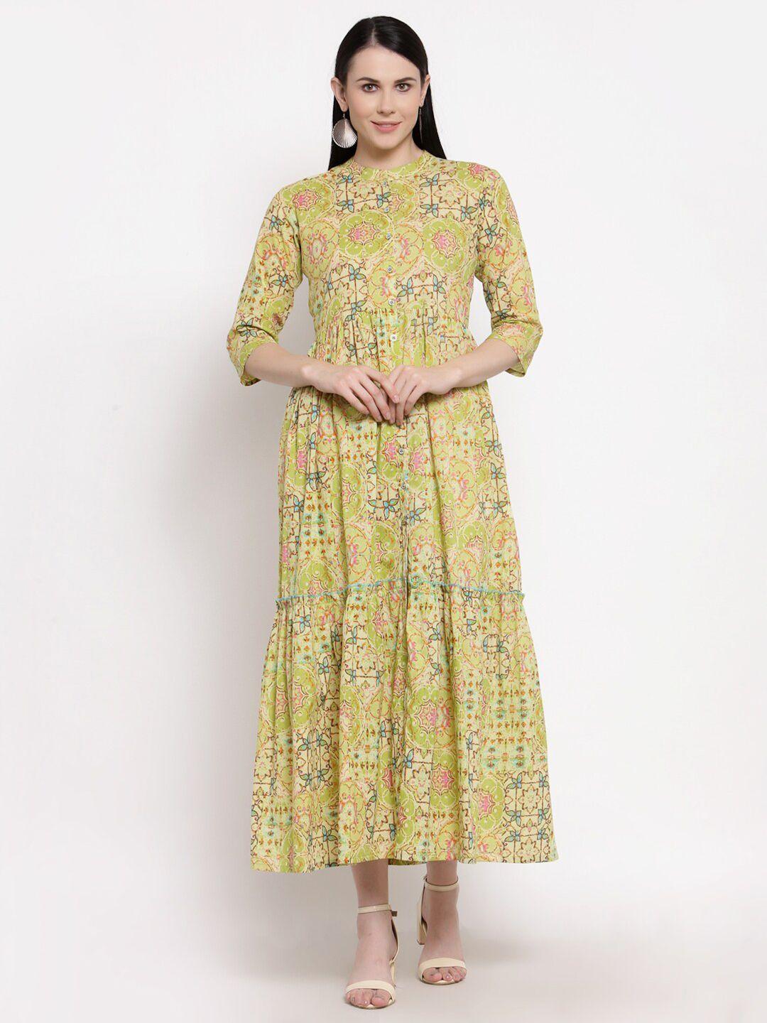 indibelle green floral cotton maxi dress