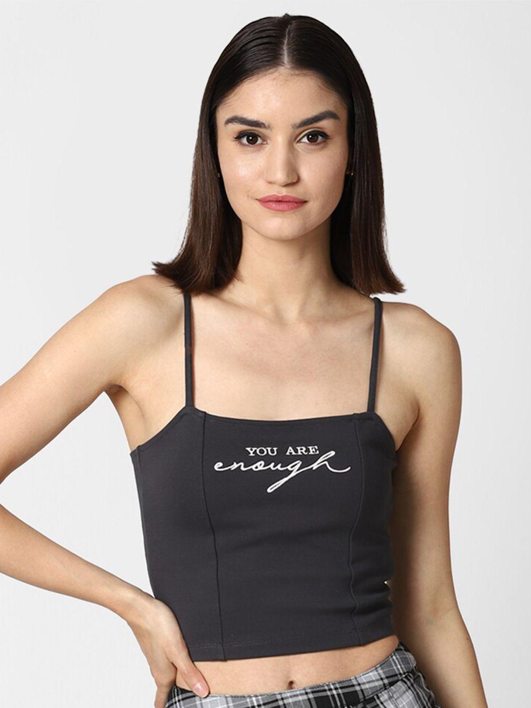 forever 21 charcoal grey fitted crop top