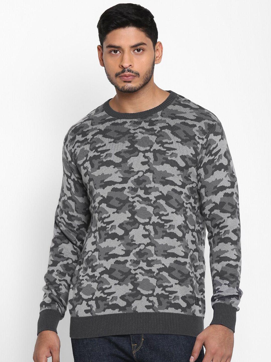 royal enfield men grey printed pullover