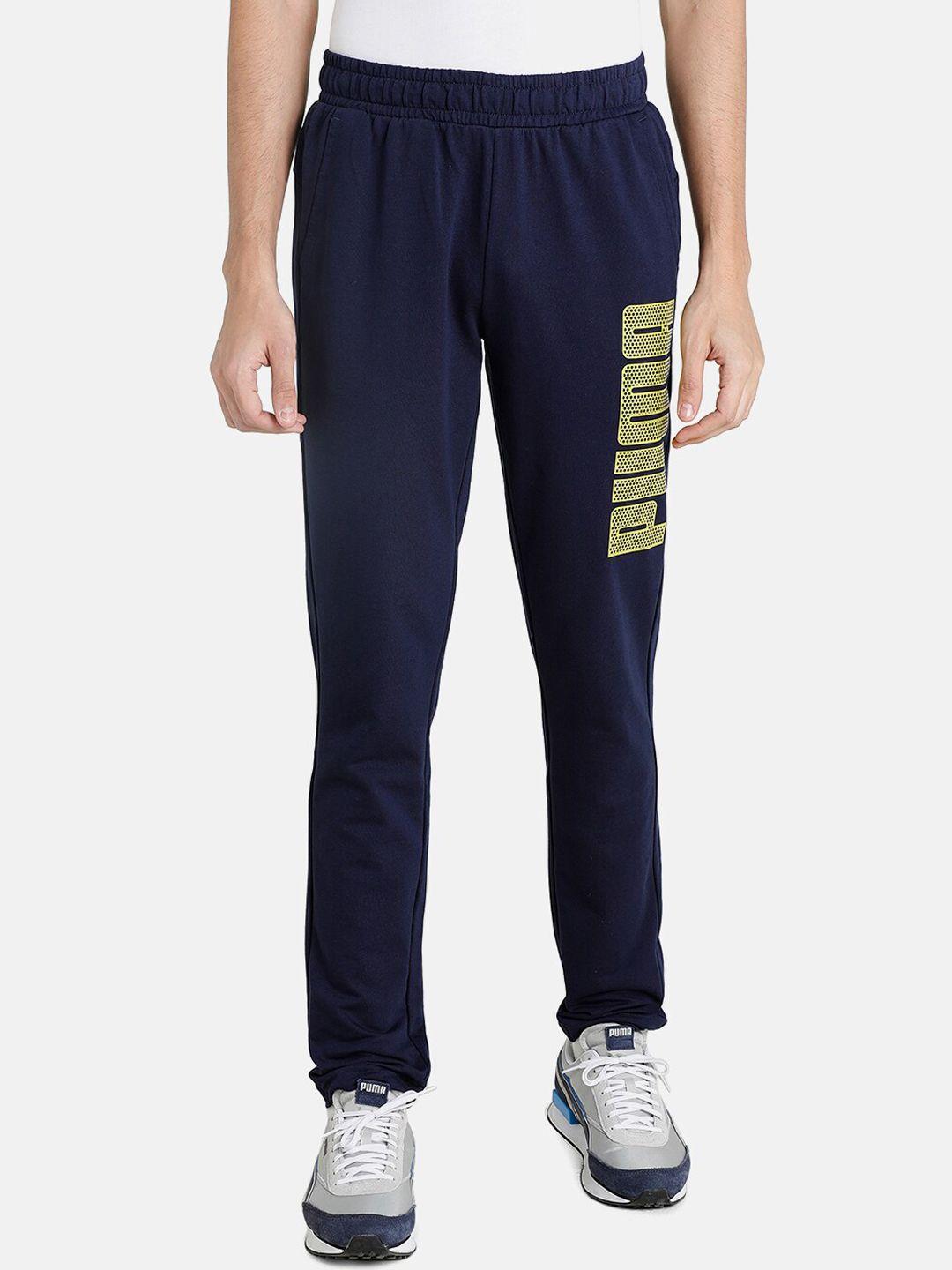 puma men blue brand logo printed track pants