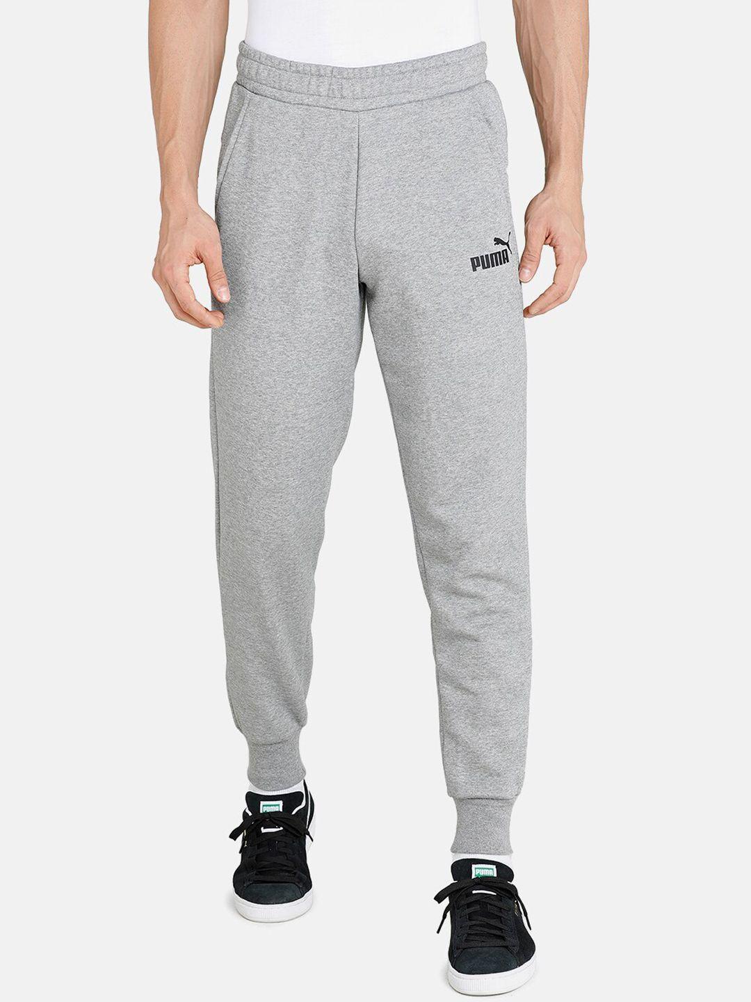 puma men grey ess logo regular fit knitted track pants