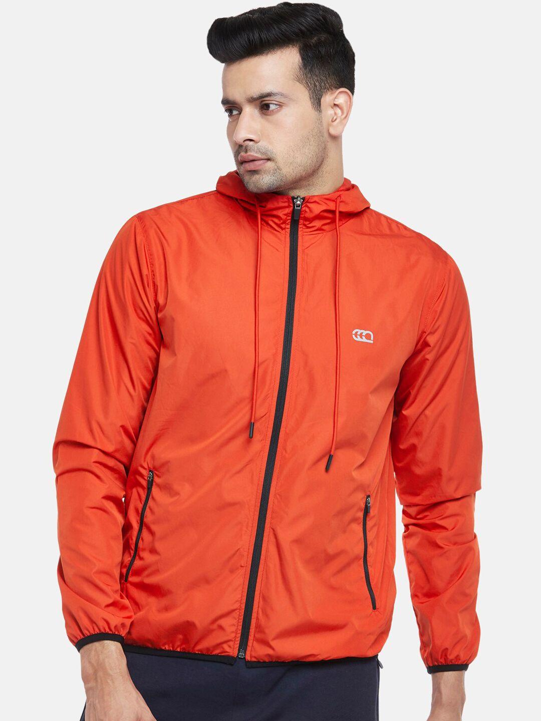 ajile by pantaloons men orange solid hooded bomber jacket