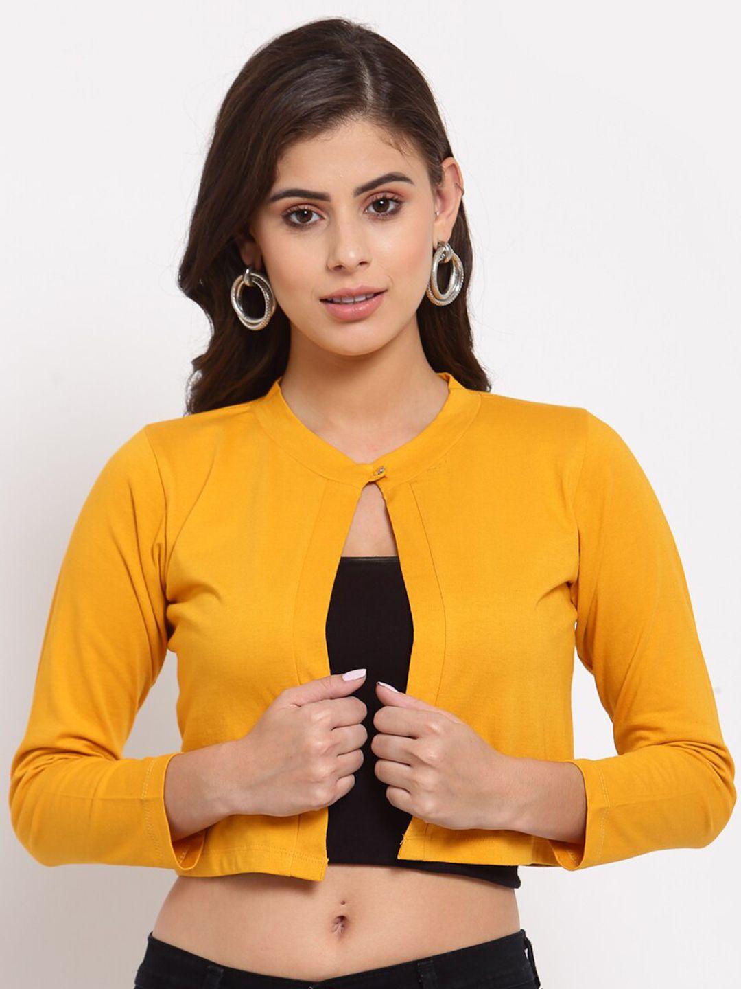 style quotient women mustard yellow crop shrug