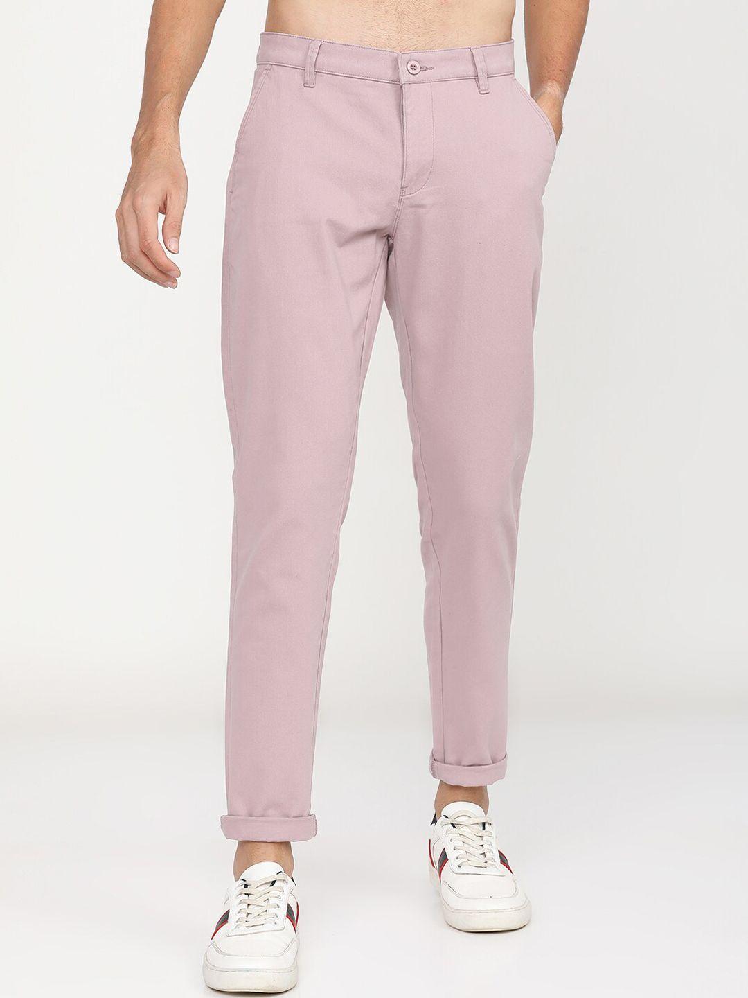 highlander men pink slim fit easy wash chinos