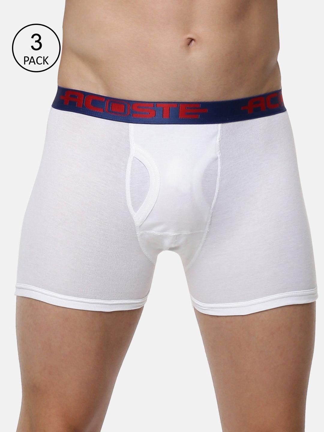 ramraj men pack of 3 white acoste solid short length pure cotton trunks