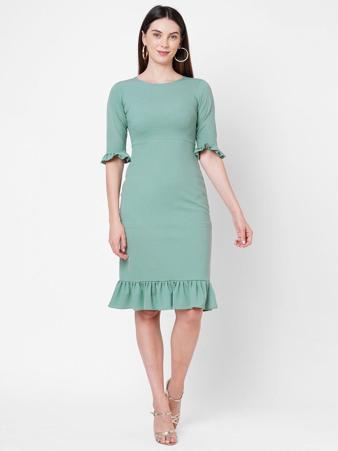 poppi green scuba sheath dress