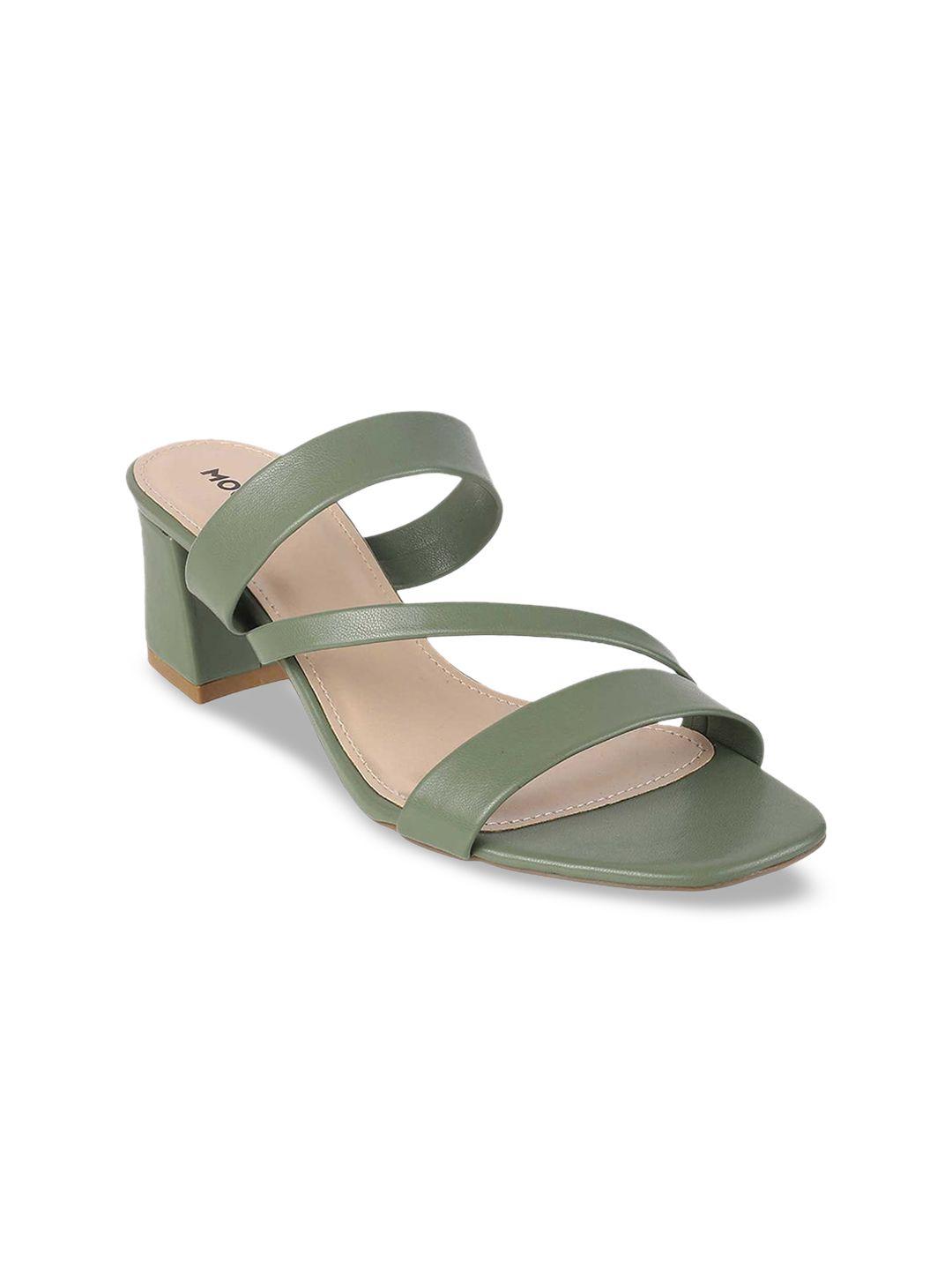 mochi green textured block sandals