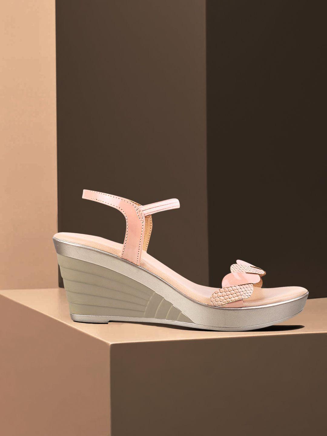 mochi peach-coloured wedge sandals