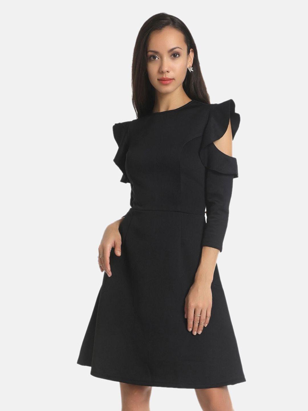 aara black fit & flare dress