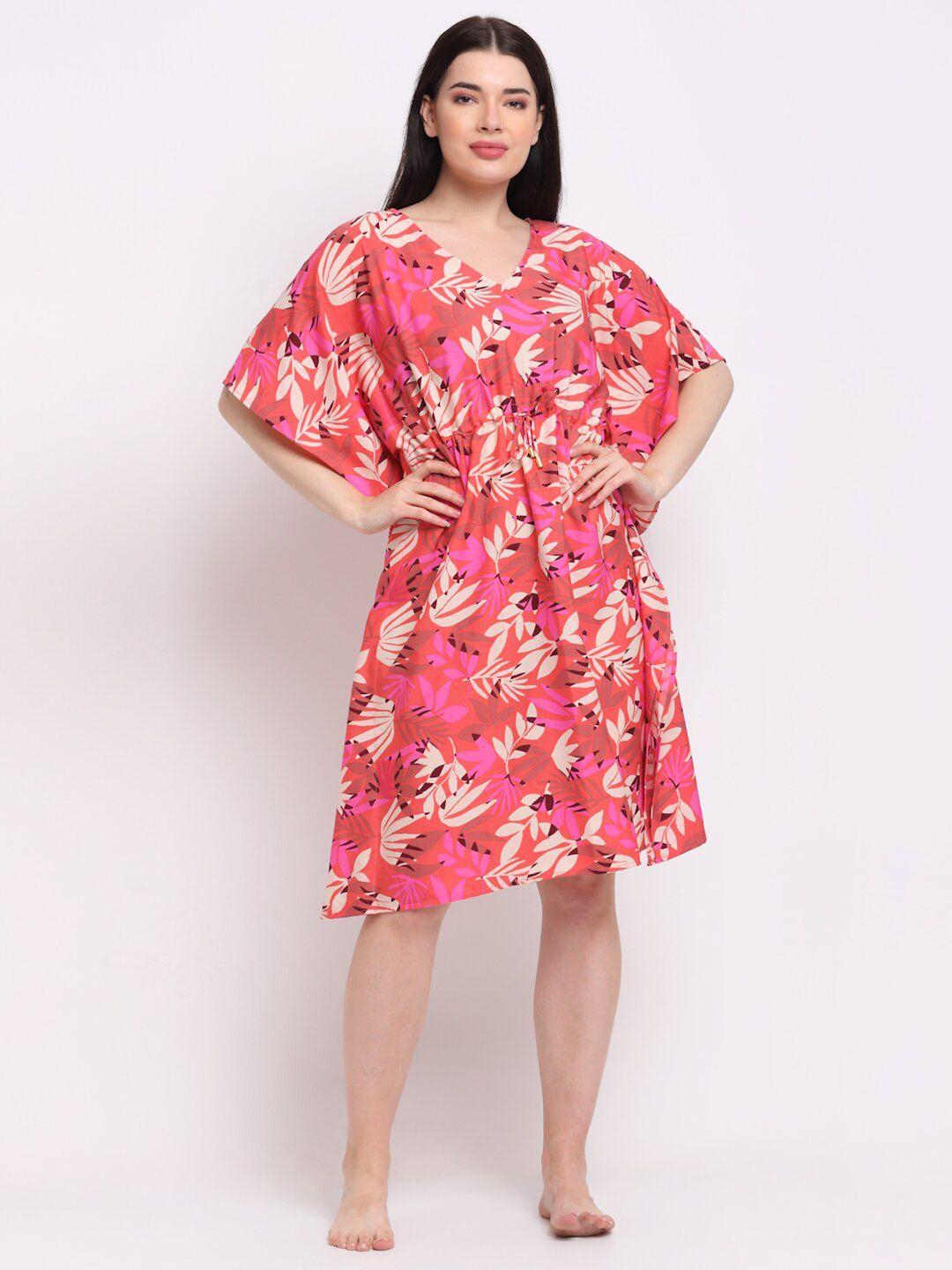 erotissch pink printed kaftan nightdress