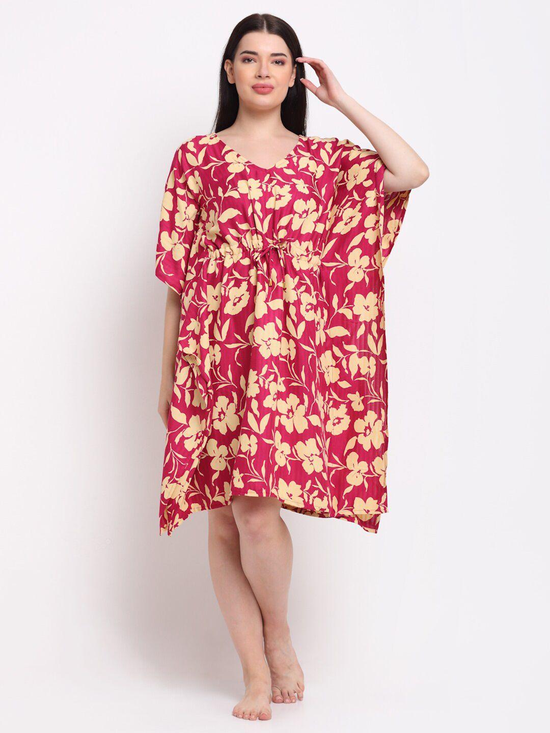 erotissch pink printed kaftan nightdress