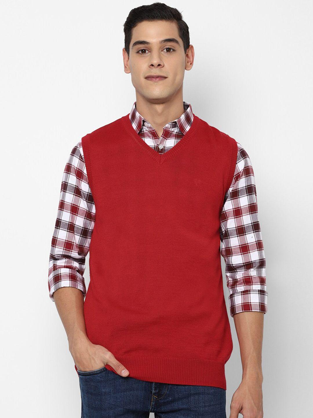 allen solly men red sweater vest