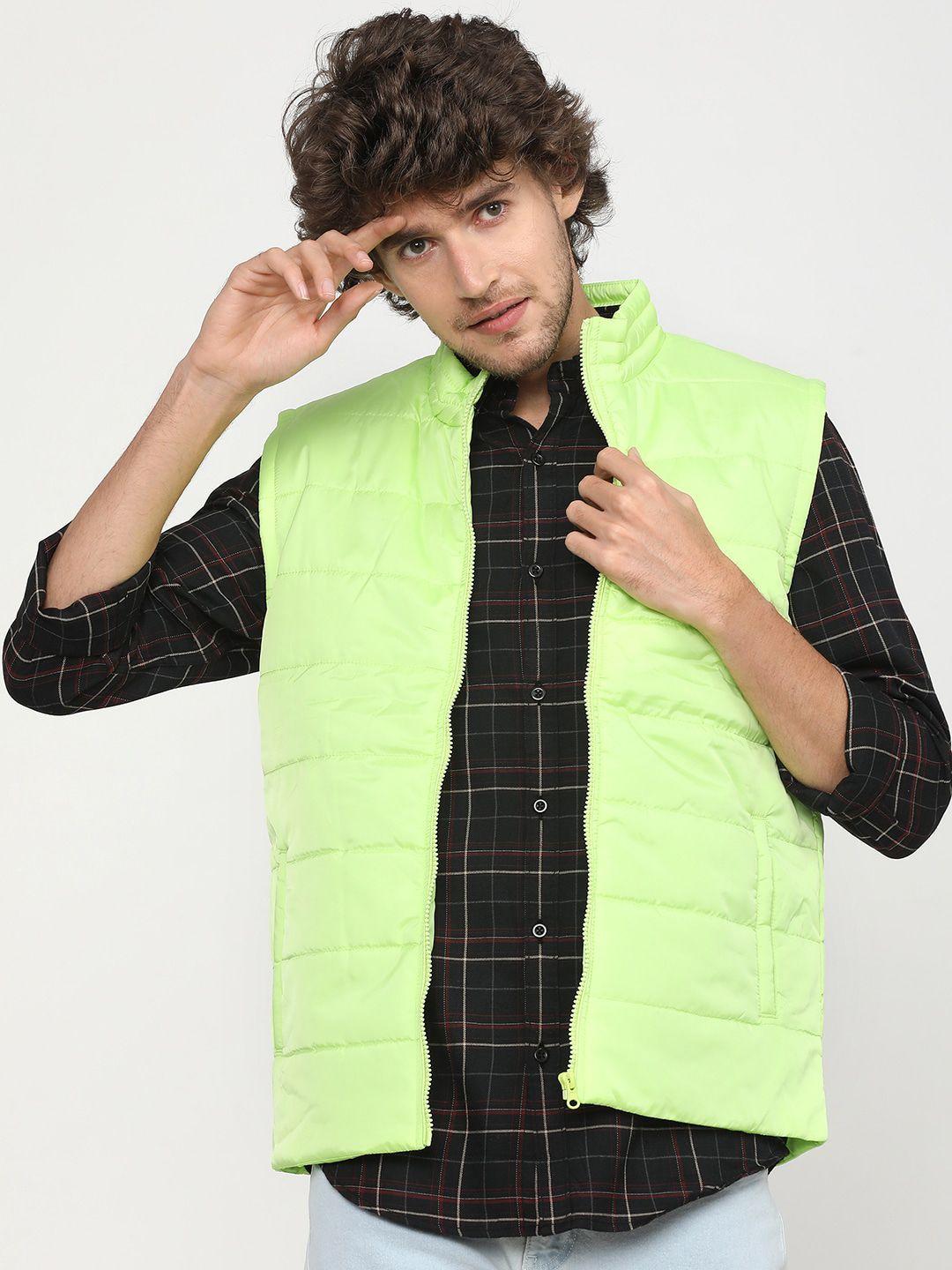 highlander men green colourblocked padded jacket