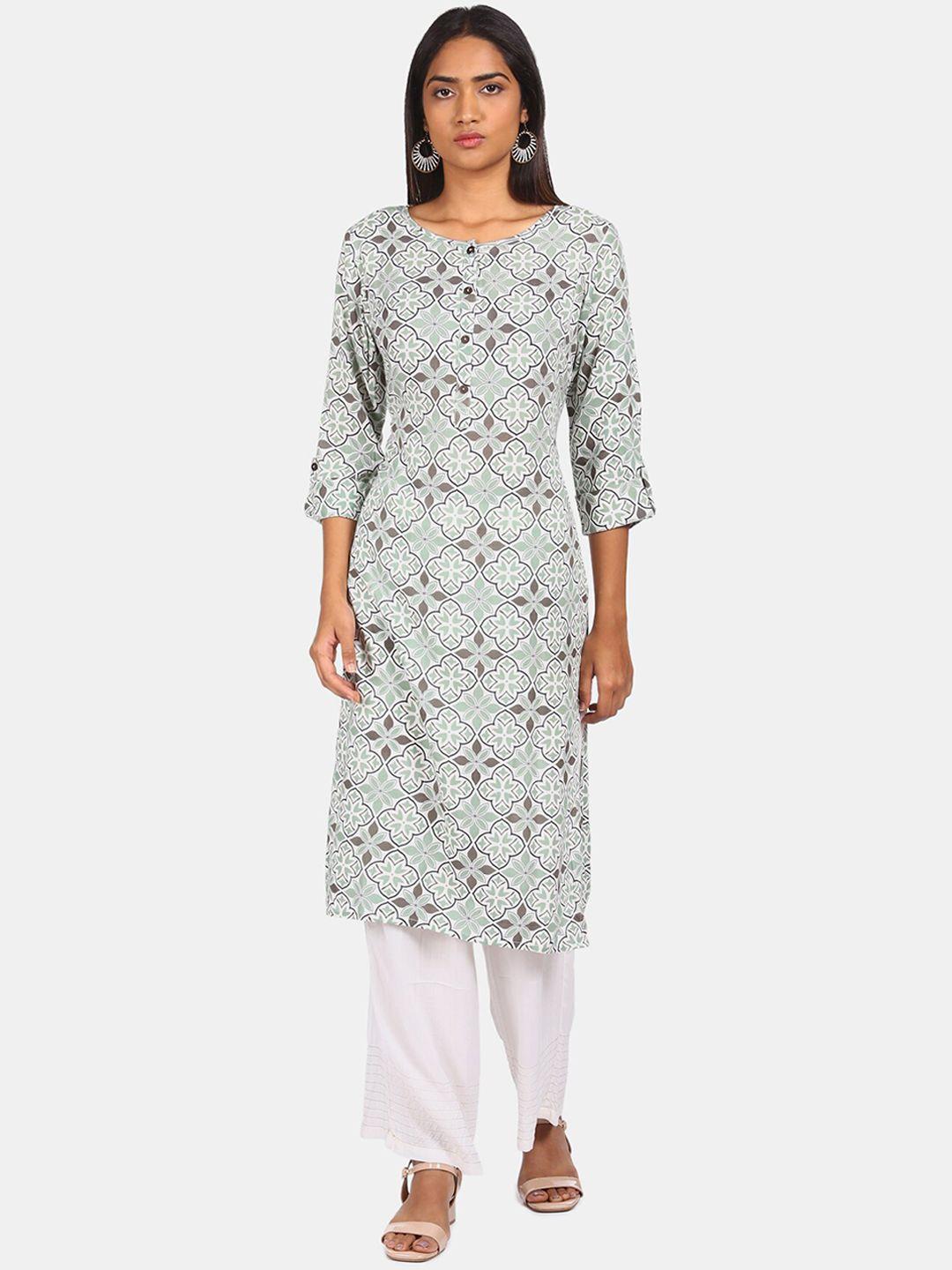 karigari women white ethnic motifs printed kurta