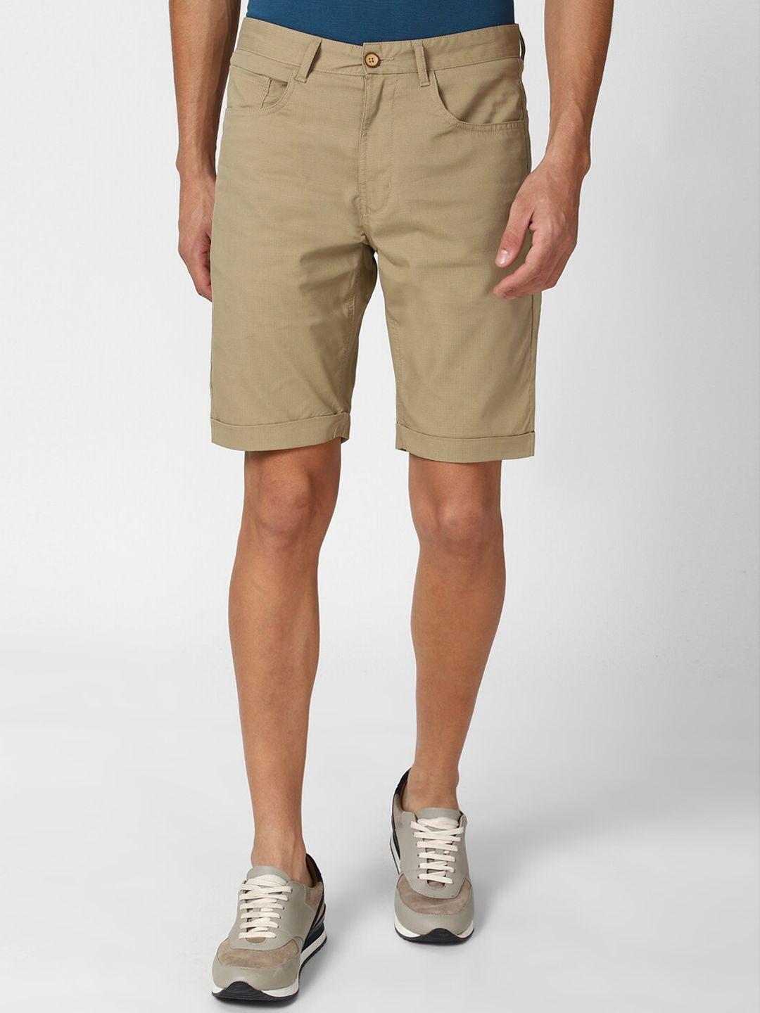 peter england casuals men khaki regular shorts