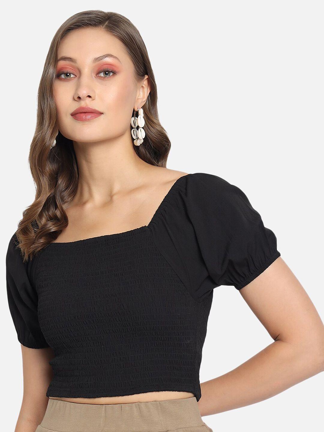 trend arrest black crepe regular crop top