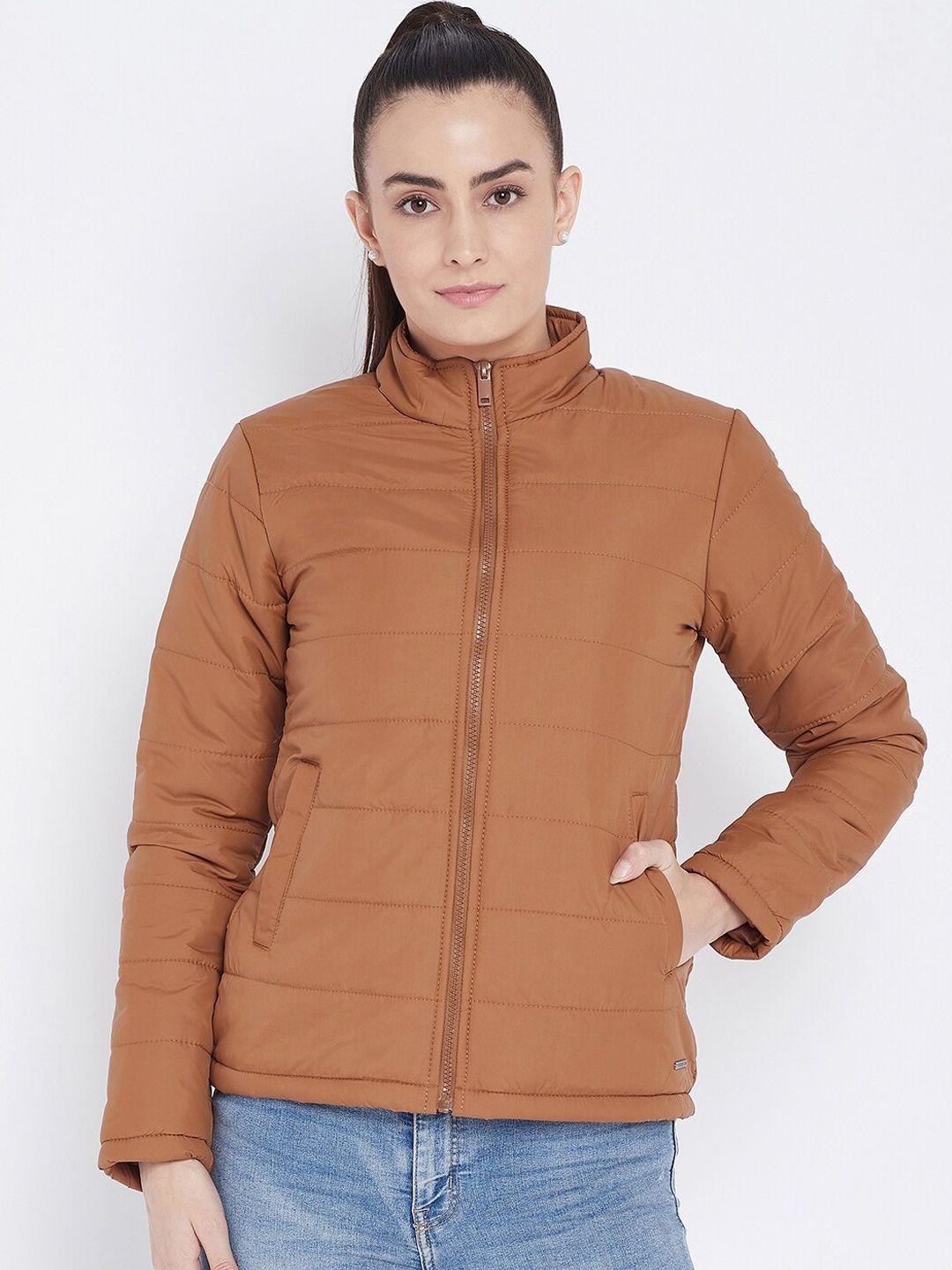 perfkt-u women brown lightweight antimicrobial padded jacket