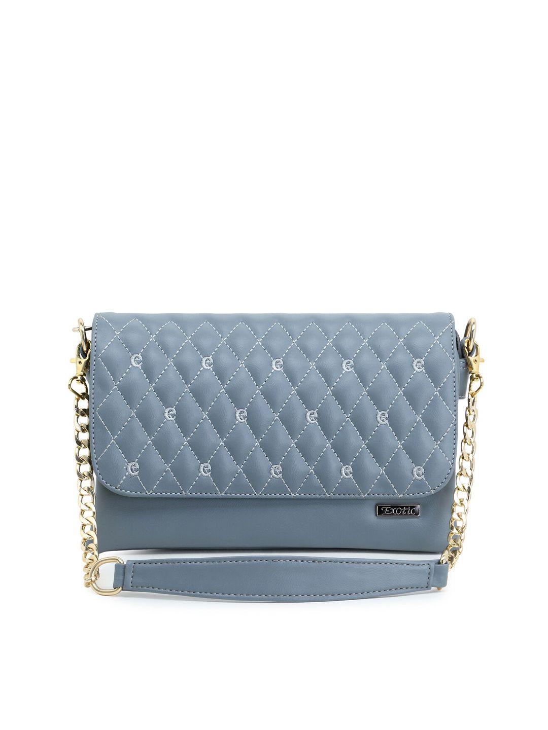 exotic grey textured quilted structured sling bag