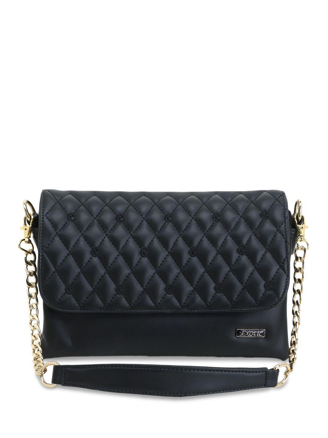 exotic black textured structured sling bag