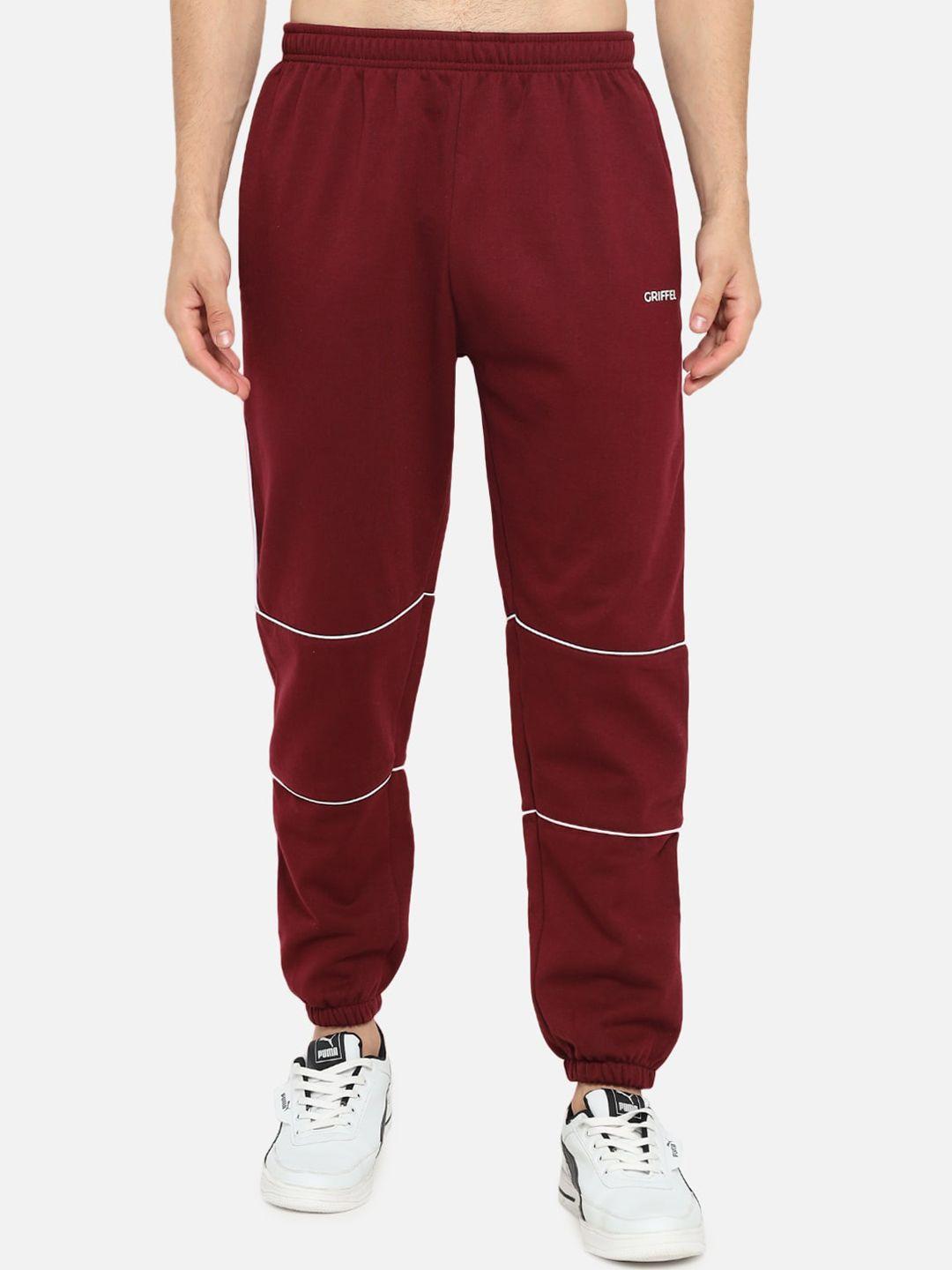 griffel men maroon solid joggers