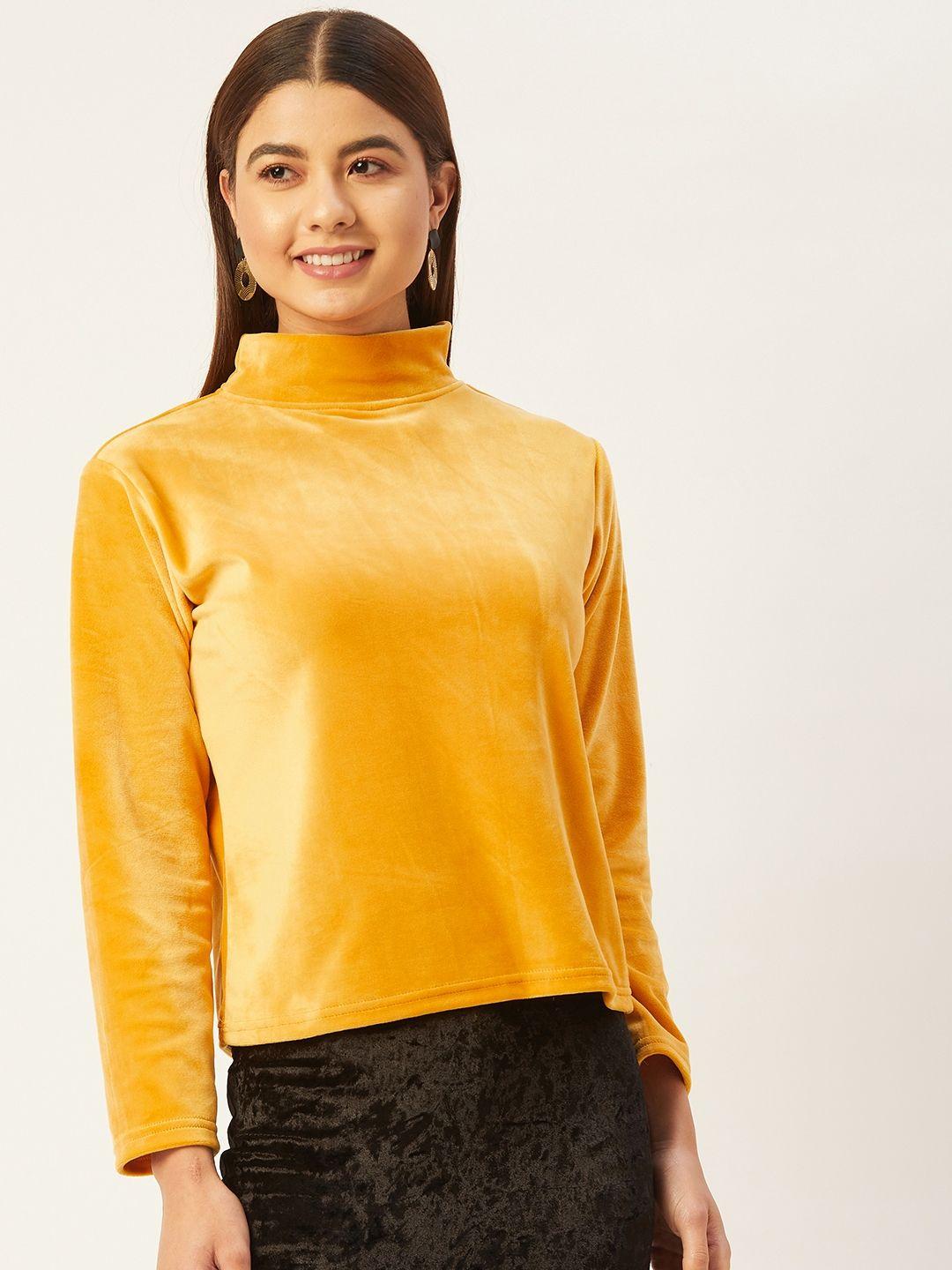 broowl mustard yellow velvet regular  top