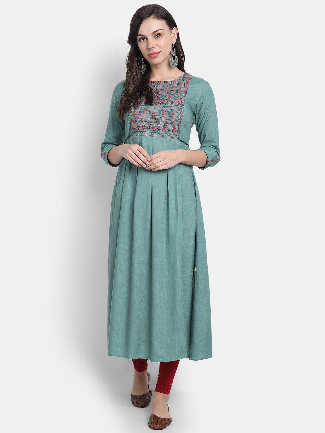 fabglobal woman green ethnic motifs midi dress