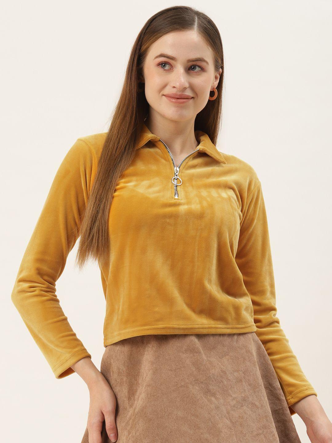 broowl mustard yellow velvet regular top