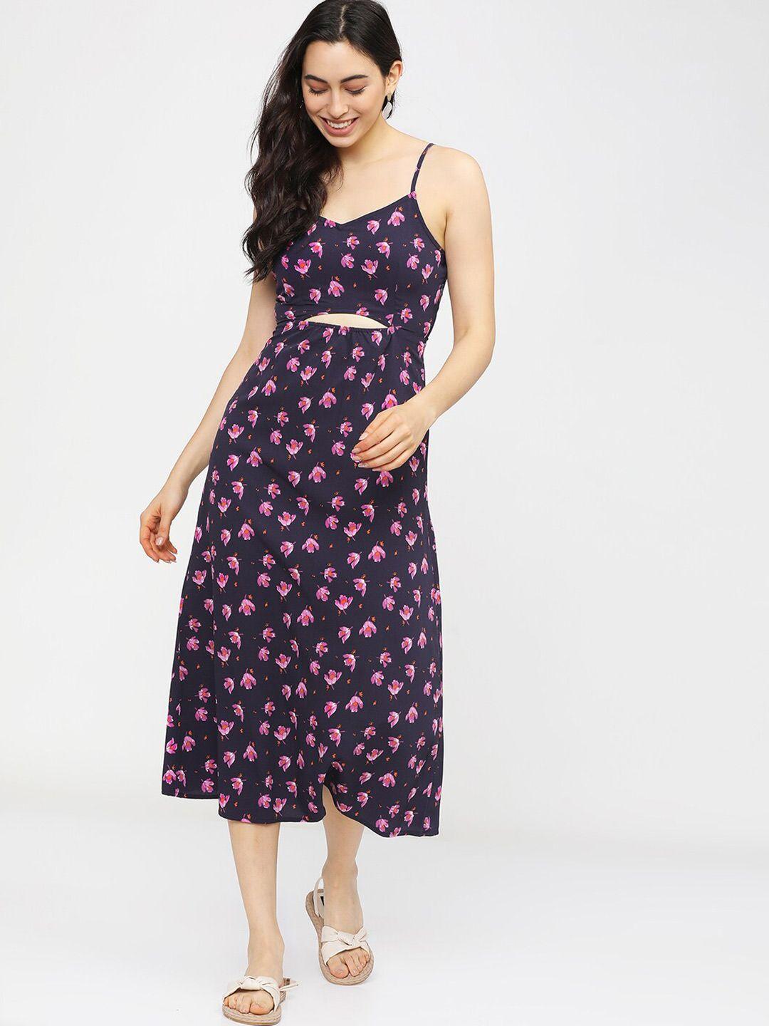 tokyo talkies purple floral crepe empire midi dress