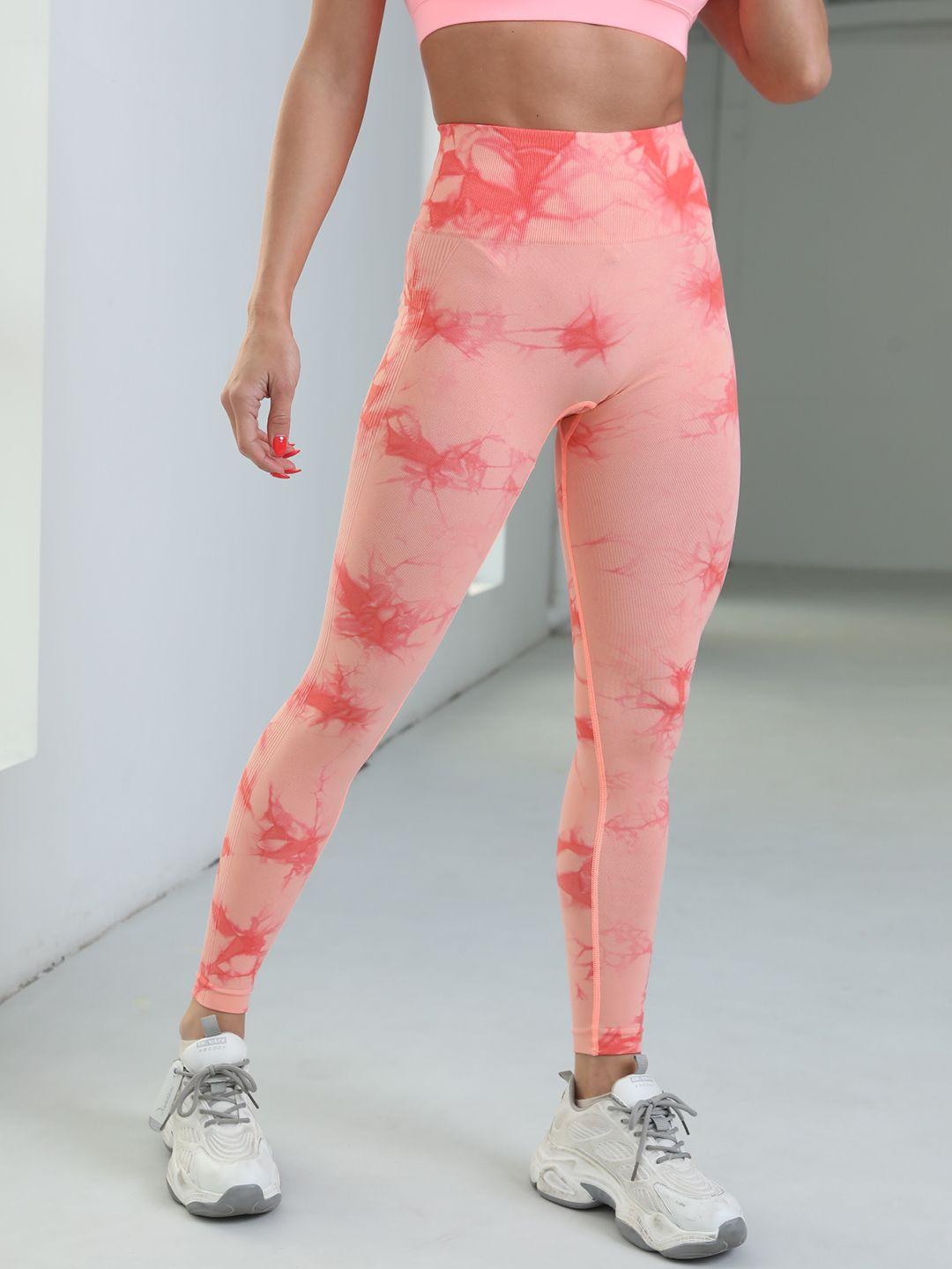 urbanic women coral tie & dye high-rise gym tights