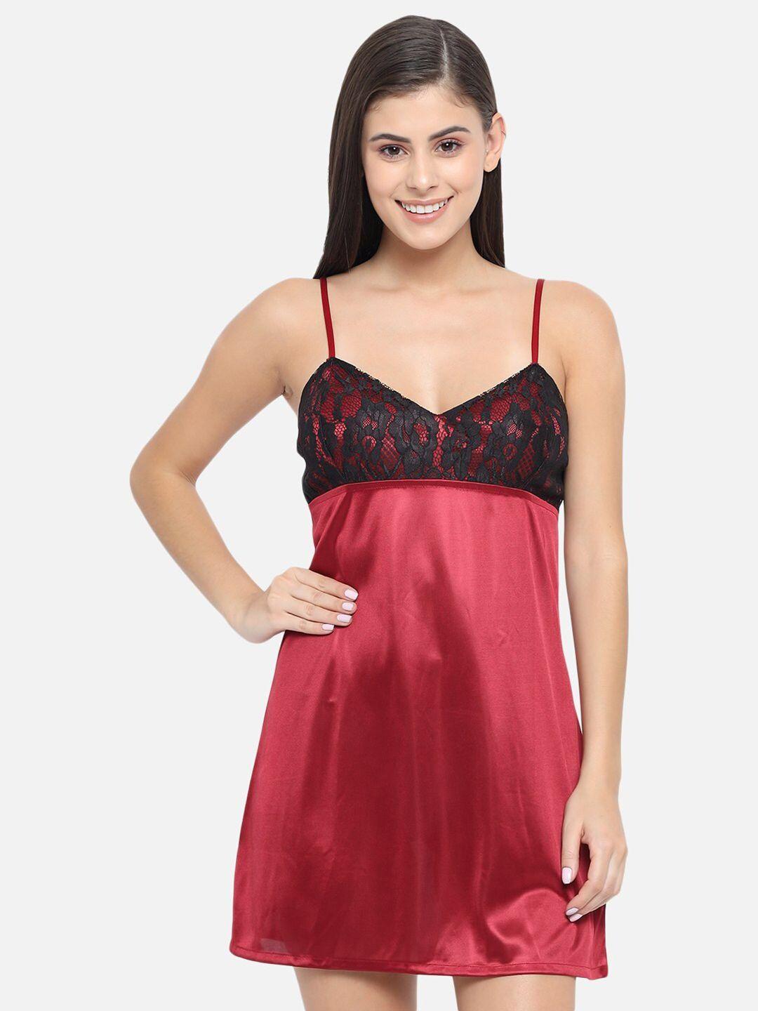 klamotten maroon & black printed baby doll