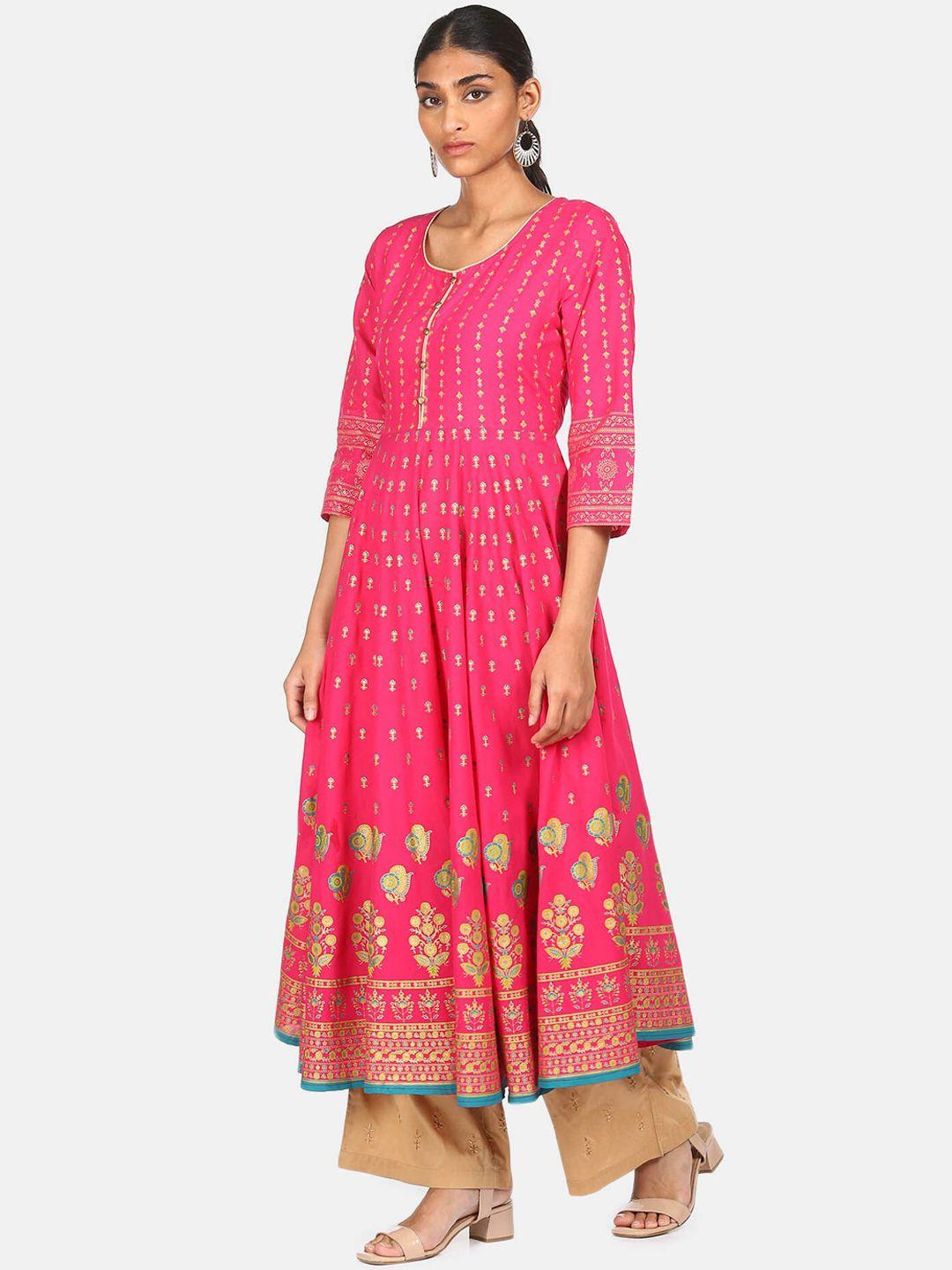 anahi women pink ethnic motifs printed anarkali kurta