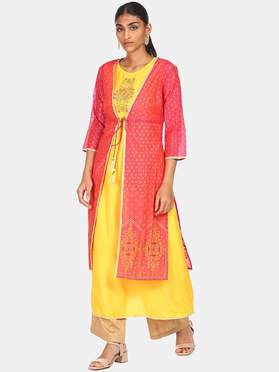 anahi women yellow ethnic motifs printed kurta