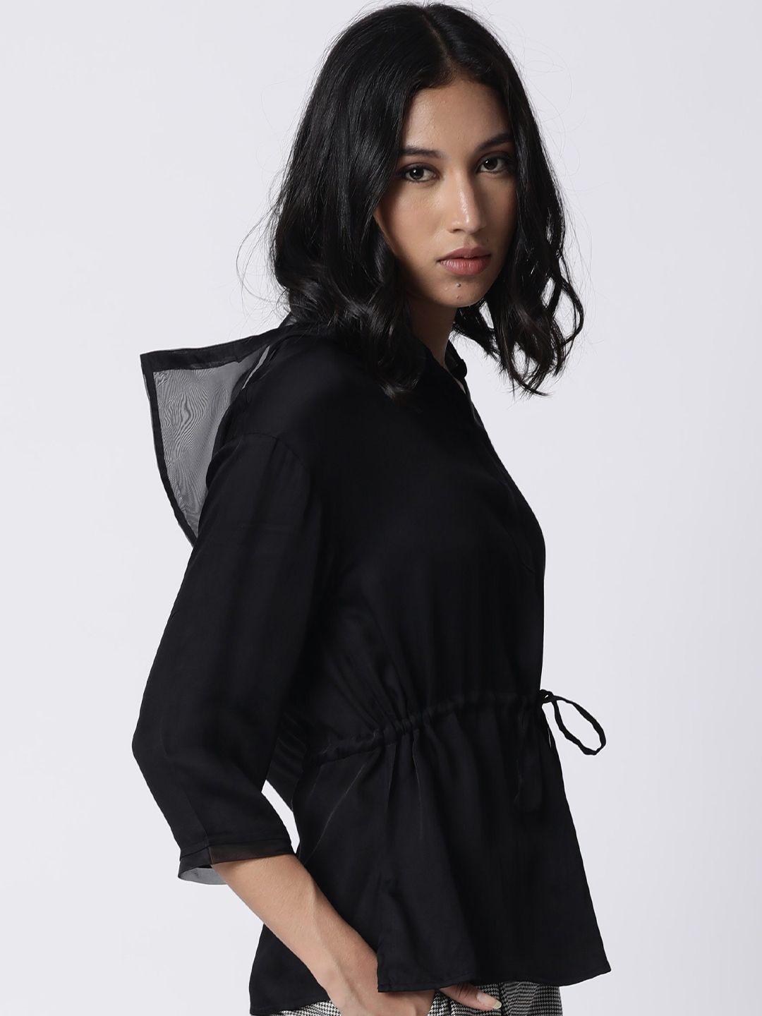 rareism black modal cinched waist top